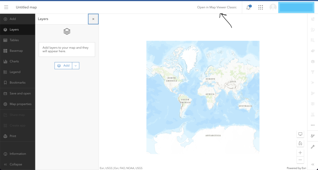 Click on the button that says Open in Map Viewer Classic