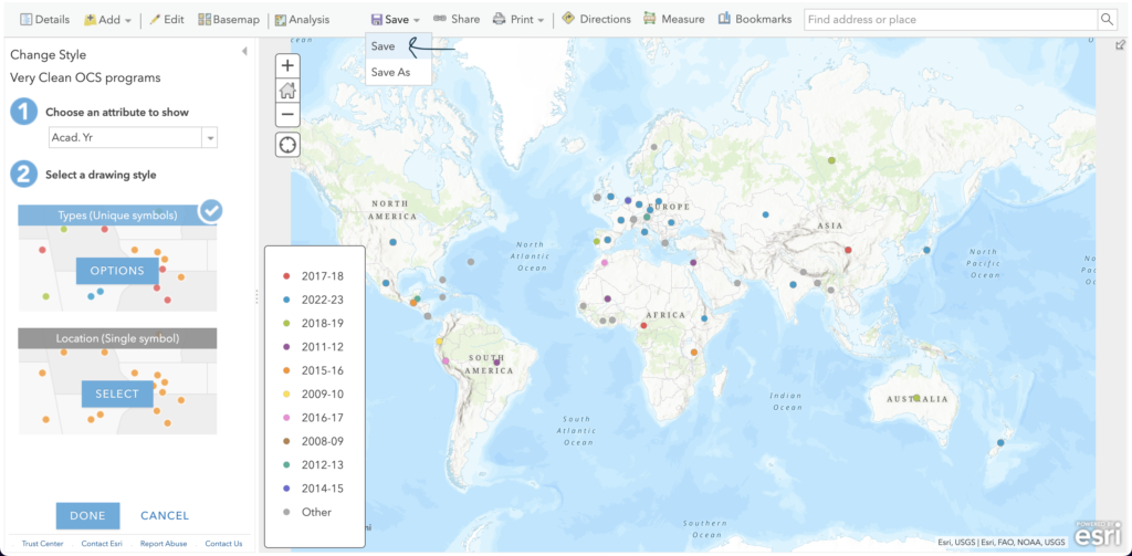 Save the map by clicking save
